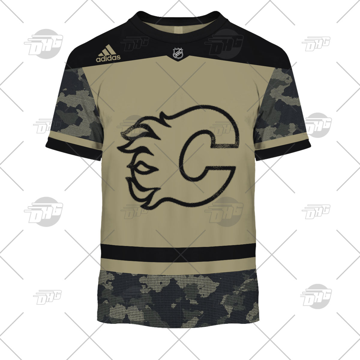 Personalized NHL Calgary Flames Camo Military Appreciation Team Authentic  Custom Practice Jersey Hoodie – GearShop