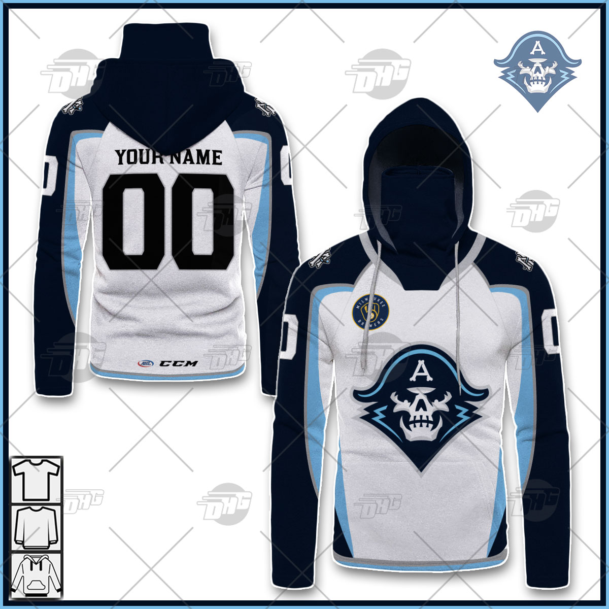 Personalise AHL CCM Quicklite Milwaukee Admirals 2022 Fauxback
