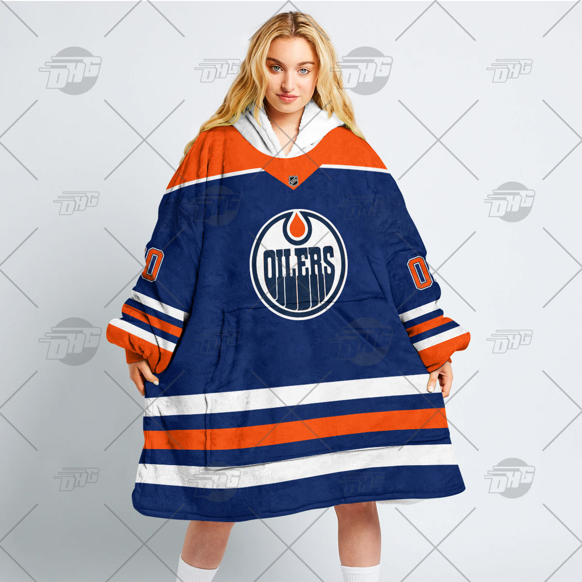 Personalized NHL Edmonton Oilers Orange oodie blanket hoodie
